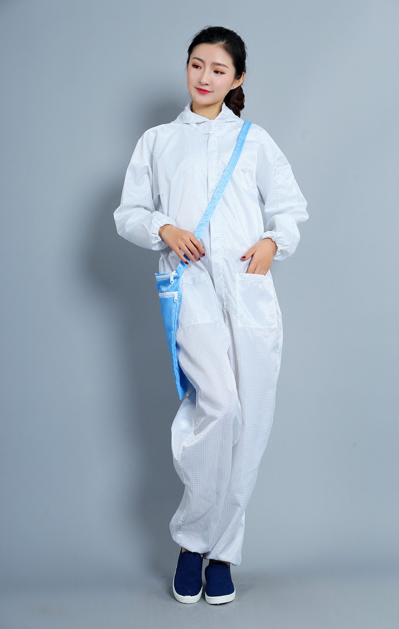 连体防静电网格服带口袋05连制药无尘洁净工作服防护服