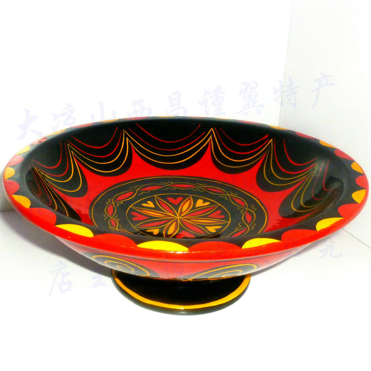 餐具彝族漆器盘子彩绘手工艺品四川川大凉山西昌漆器