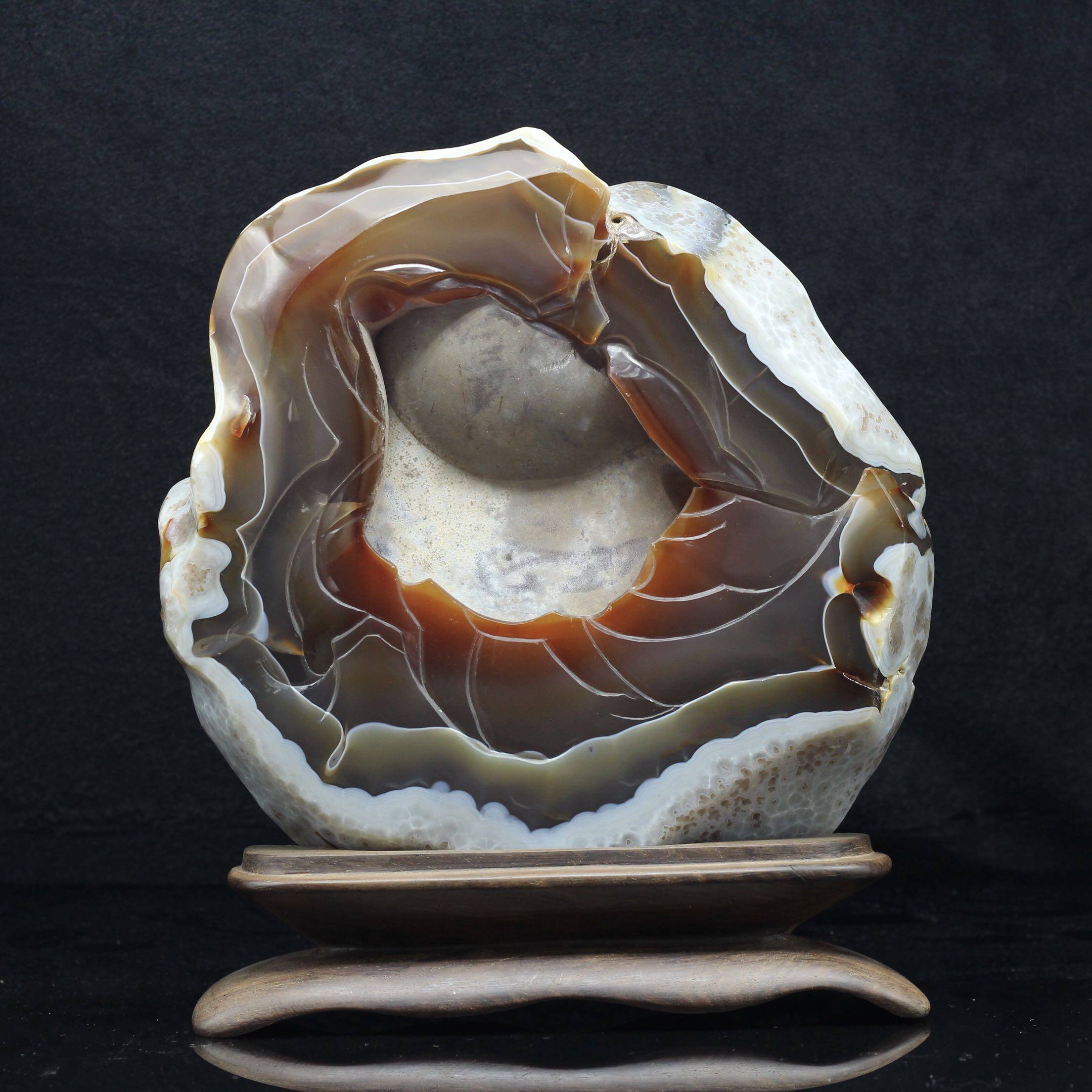 磊鑫缘 玛瑙玉髓 巴西玛瑙 大摆件 花好月圆 收藏 送礼 玛瑙 玉髓