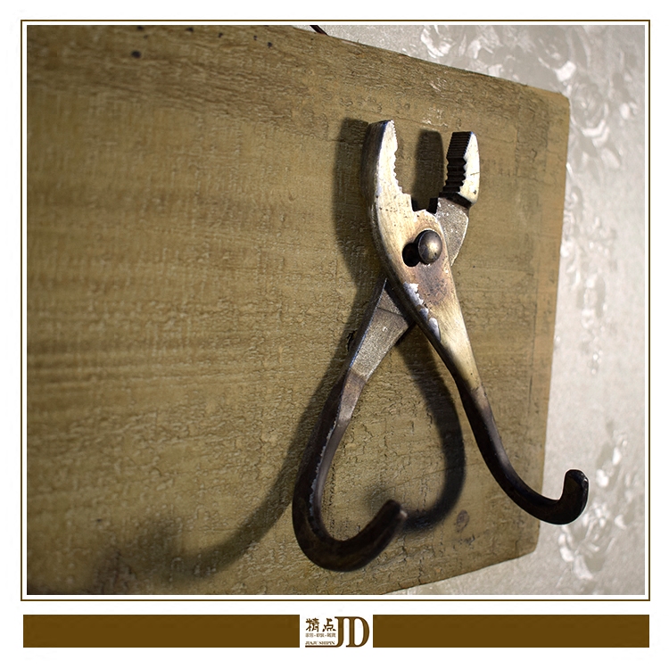 美式工业设计师创意铁钳装饰挂钩衣帽四联钩子装饰挂钩