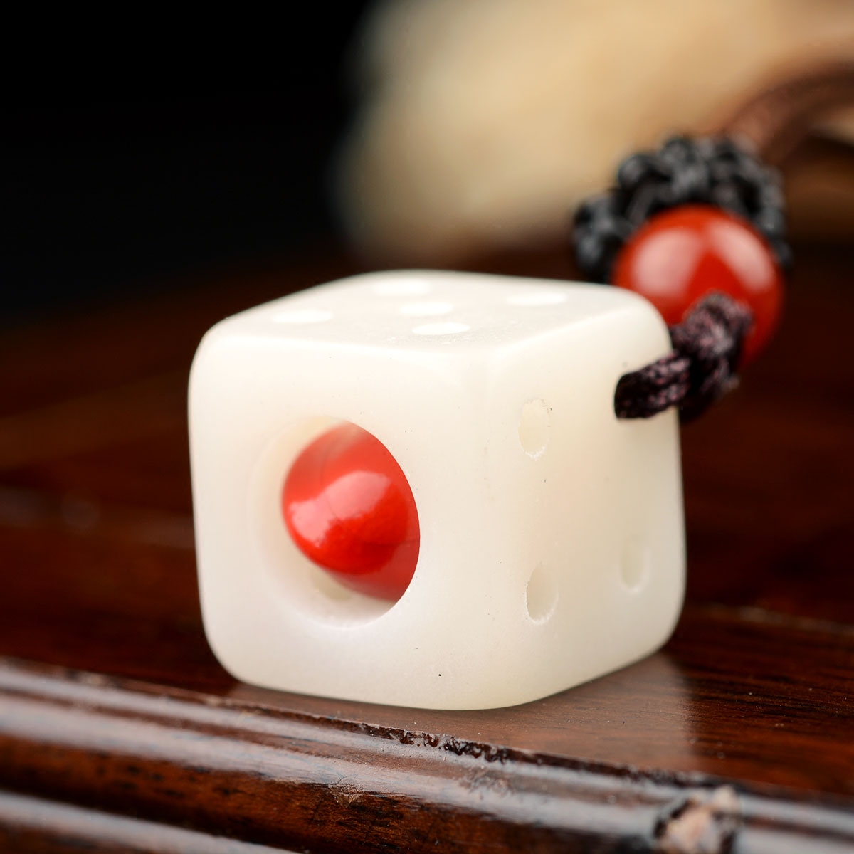 风水阁玲珑安红红豆白玉菩提吊坠相思豆骰子项链项坠