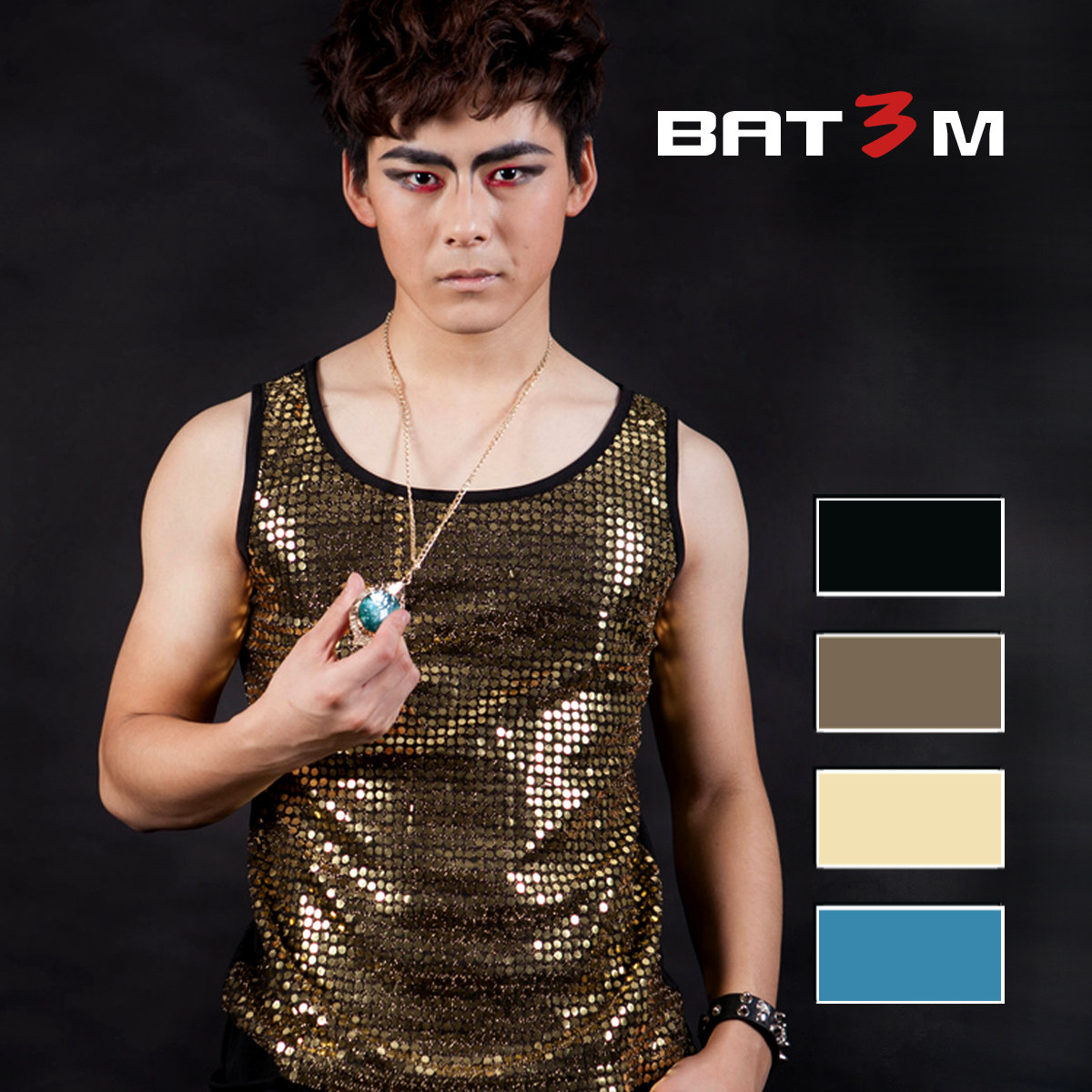 夏酒吧舞台男歌手演出服夜店礼服背心亮片ds酒吧背心