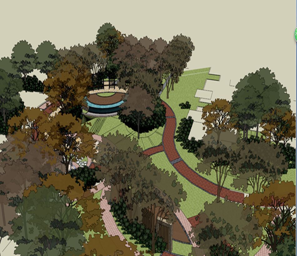 街头头小游园公园园林景观建筑设计小品sketchup草图大师设计素材