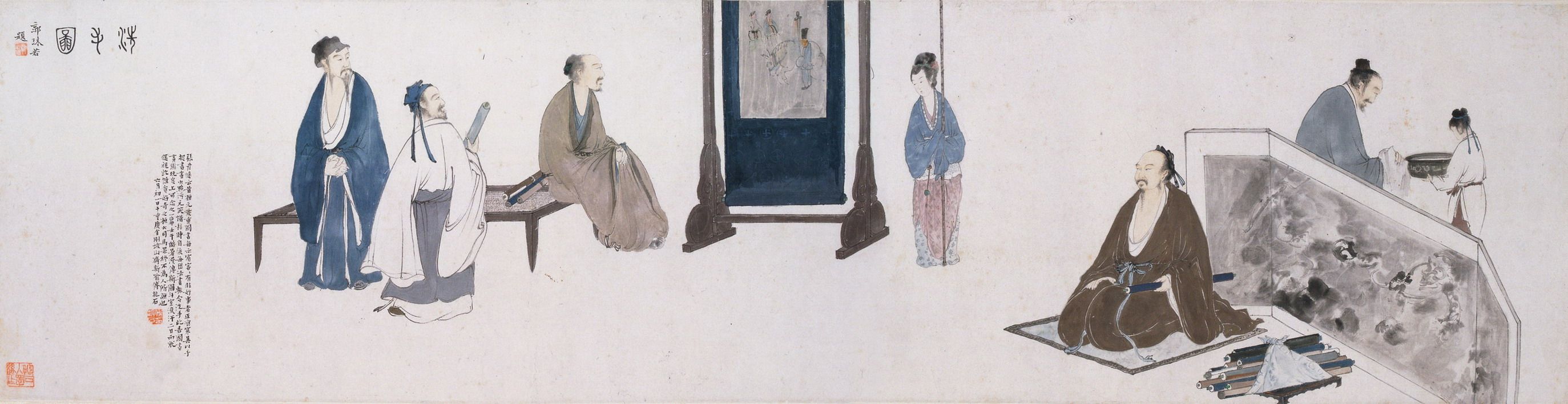 字画客厅真迹印刷中国画山水画书画作品装饰画傅抱石洗手国画