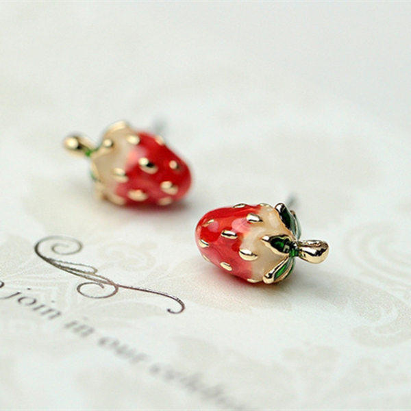 韩国时尚可爱简约甜美百搭个性小草草莓耳钉耳钉