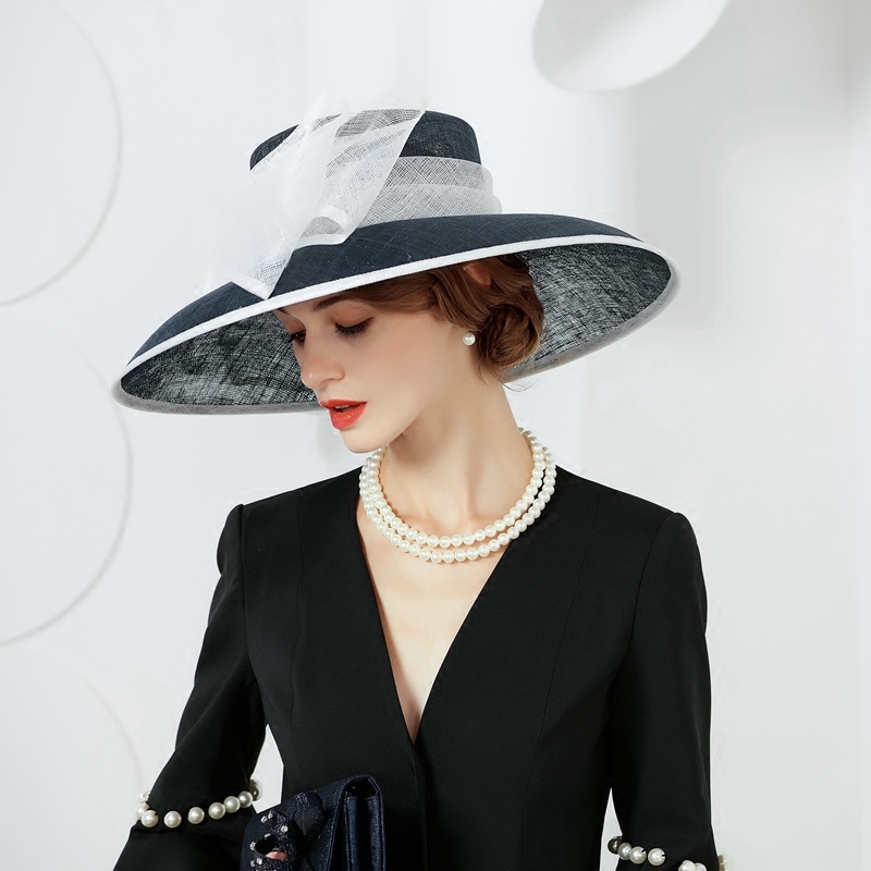 ee设计师原创欧美时尚名媛贵妇大檐麻纱礼帽英式优雅正装帽子女