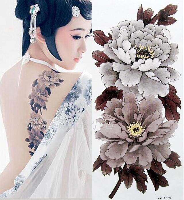 写真古装拍摄贴花贴纸女款纹身暂时性背部灰色身体彩妆