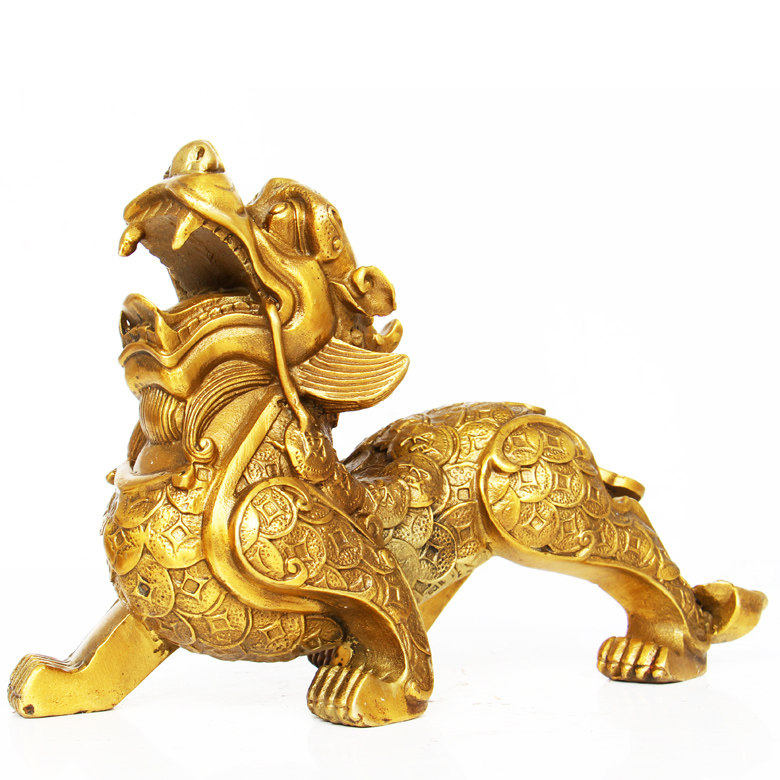 黄铜貔貅摆件大号一对 金钱皮丘风水招财客厅办公室家居工艺礼品