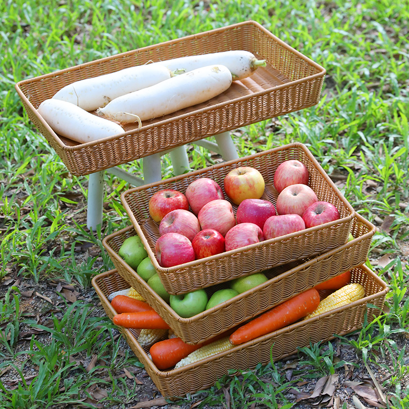 速发蔬菜水果托盘长方形超市货架面包零食干货展示篮堆头陈列收纳