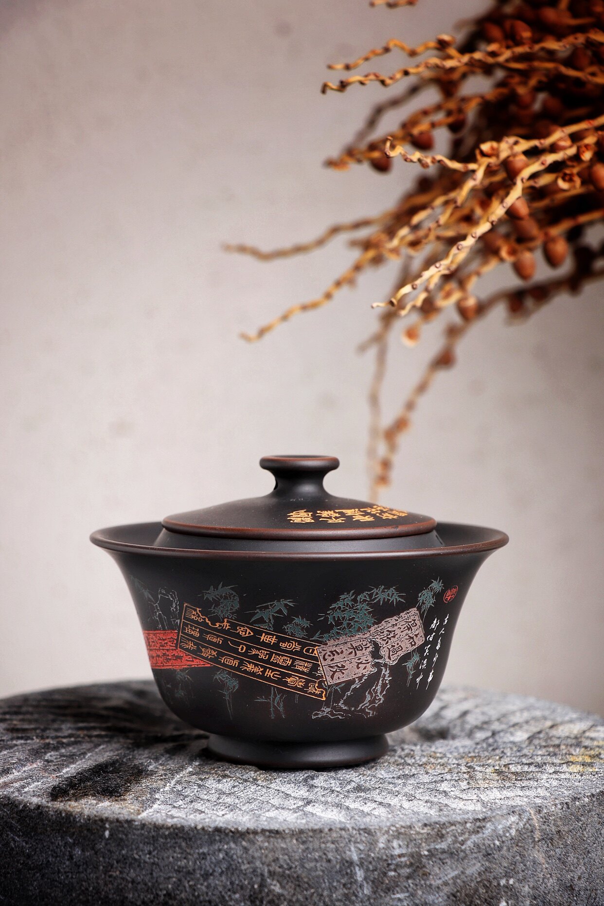 环视视人云南建水紫陶苟霖章彩盖碗手抓碗泡壶盖碗