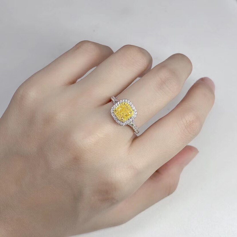 ctgia黄钻戒指fancyyellowvs2主石100副石戒指