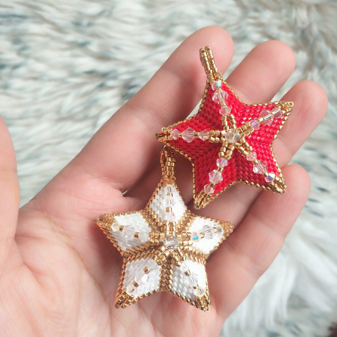 圣诞包邮全新圣诞节装饰品礼物星星圣诞老人手工串珠圣诞装饰品