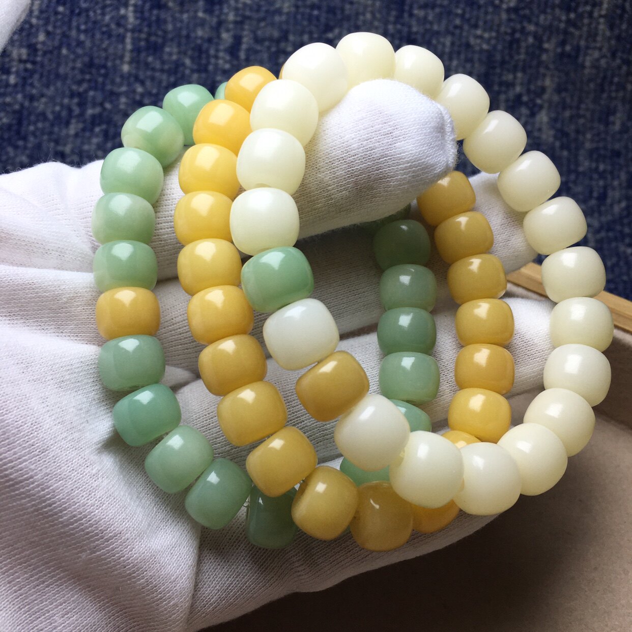 如意禅香原生态白玉化浅绿菩提根手串手持女款漂亮礼物佛珠盘玩