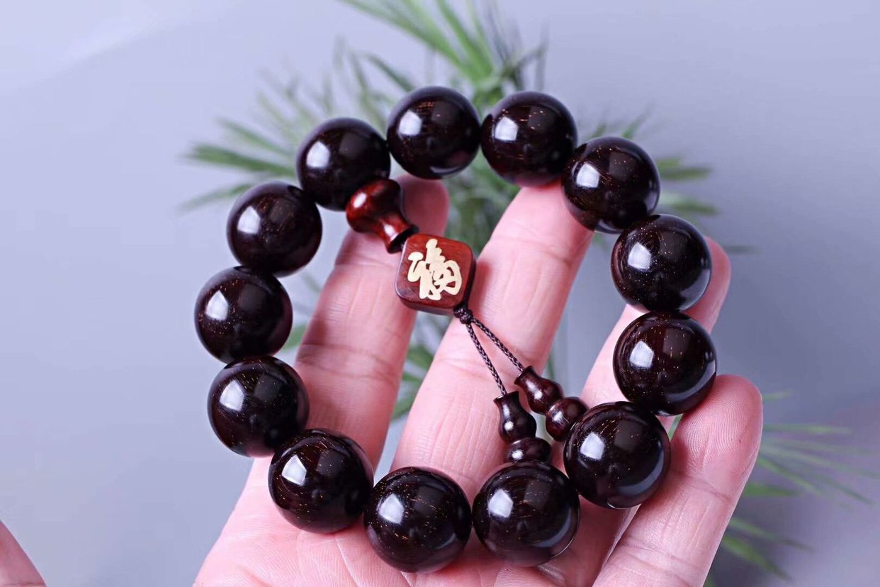 小叶紫檀佛珠手串念珠手链13颗高油密材质细腻佛珠