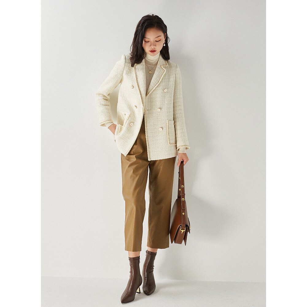 慕格秋冬新款花呢白色小香风小西西装气质时尚西装