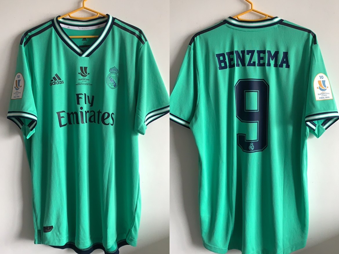 西甲皇马1920赛季客场球员版9号本泽马西超杯全字章全新带吊牌