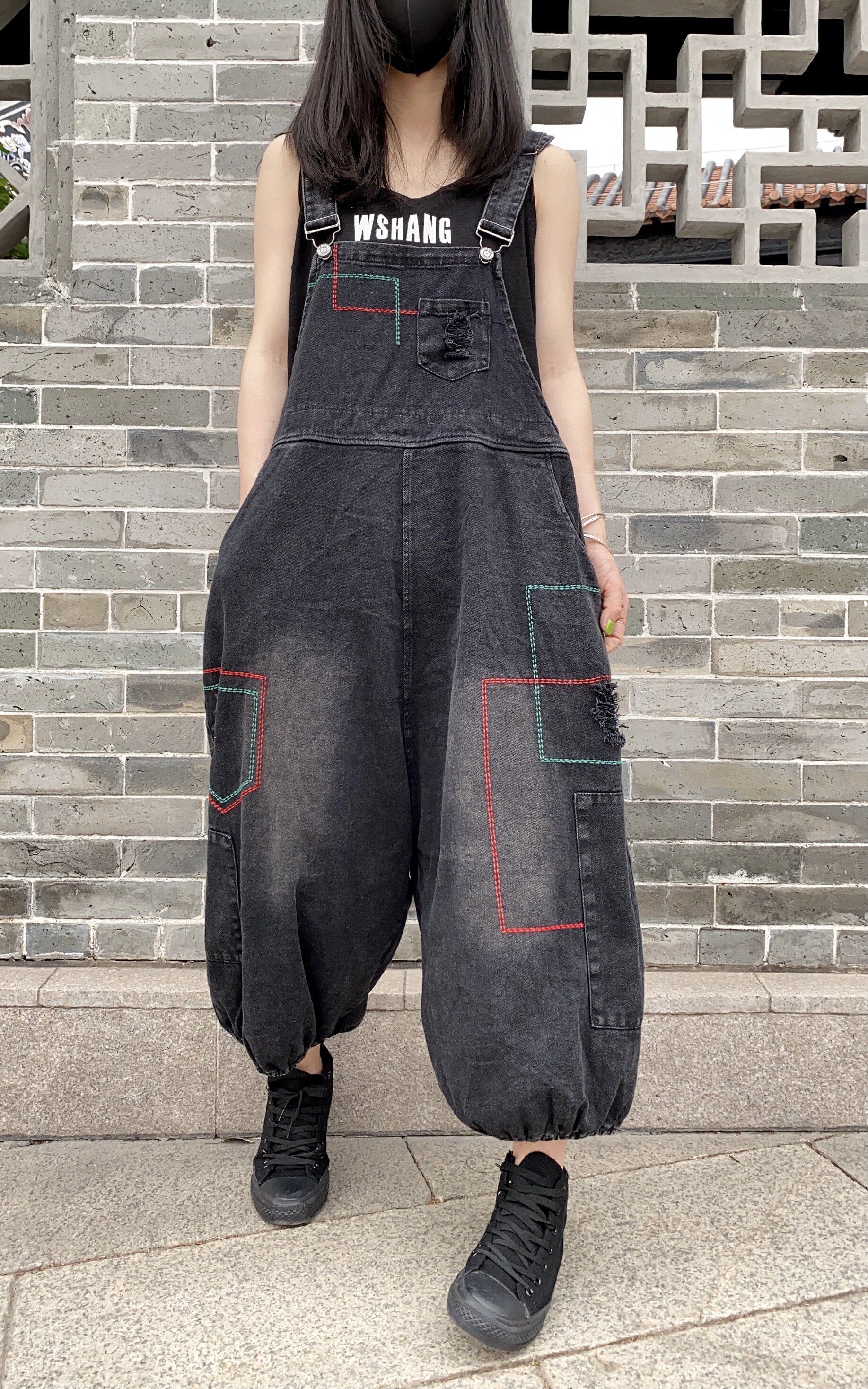 休闲灯笼裤个性百搭宽松韩版背带牛仔新款牛仔裤