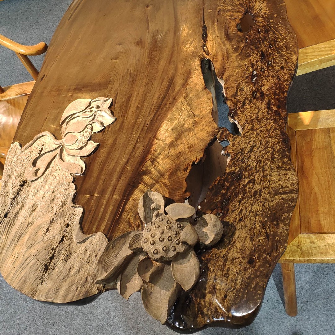 津楠轩四川小叶桢楠茶台千年阴沉金丝楠木茶桌根雕茶桌