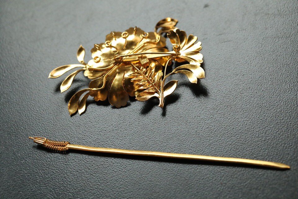 镀金发簪故宫同款牡丹花宫廷古风首饰复古古汉发饰