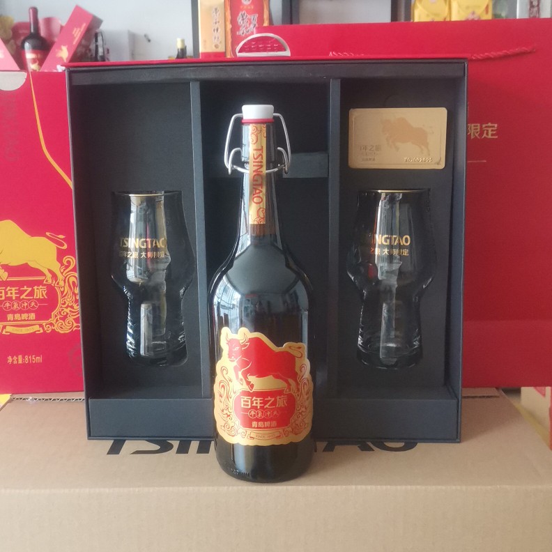青岛啤酒百年之旅牛气冲天198麦芽酒精高浓度815ml啤酒