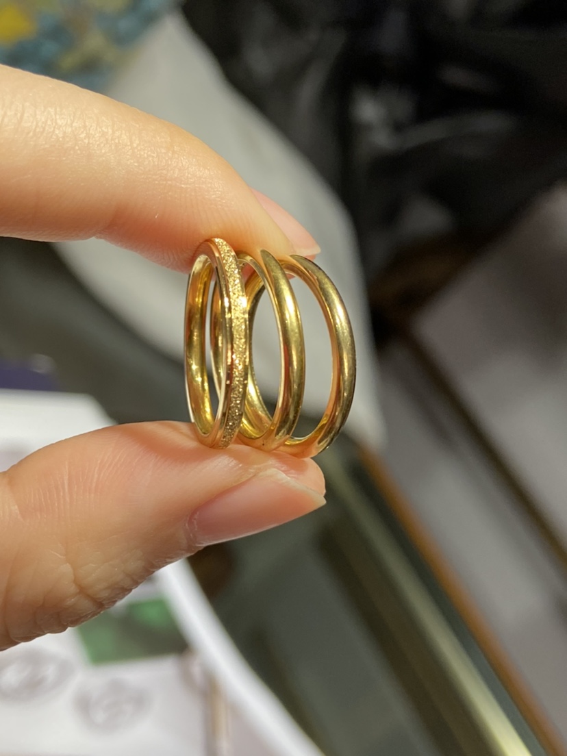 网红钛钢三生三世戒指镀金砂素圈不锈钢指环磨砂三件戒指