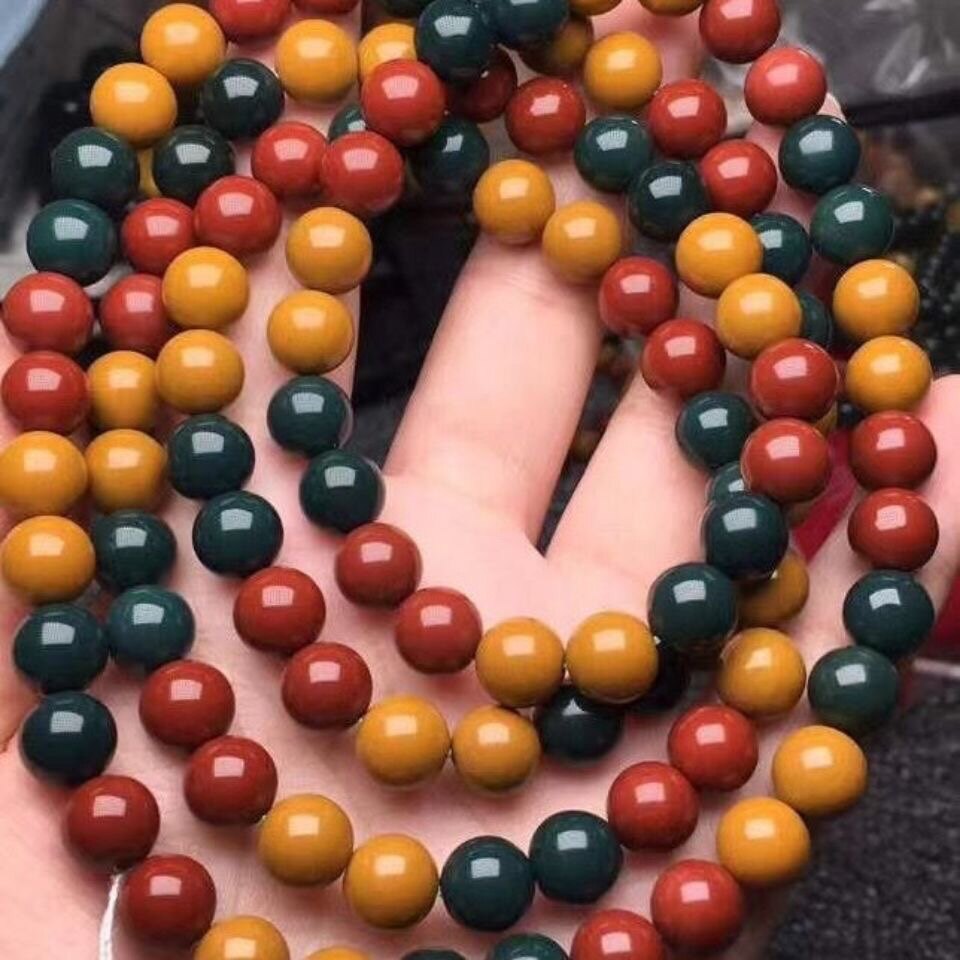 天然精品阿拉善圆珠珠珠红绿灯佛珠男女时尚配饰手链