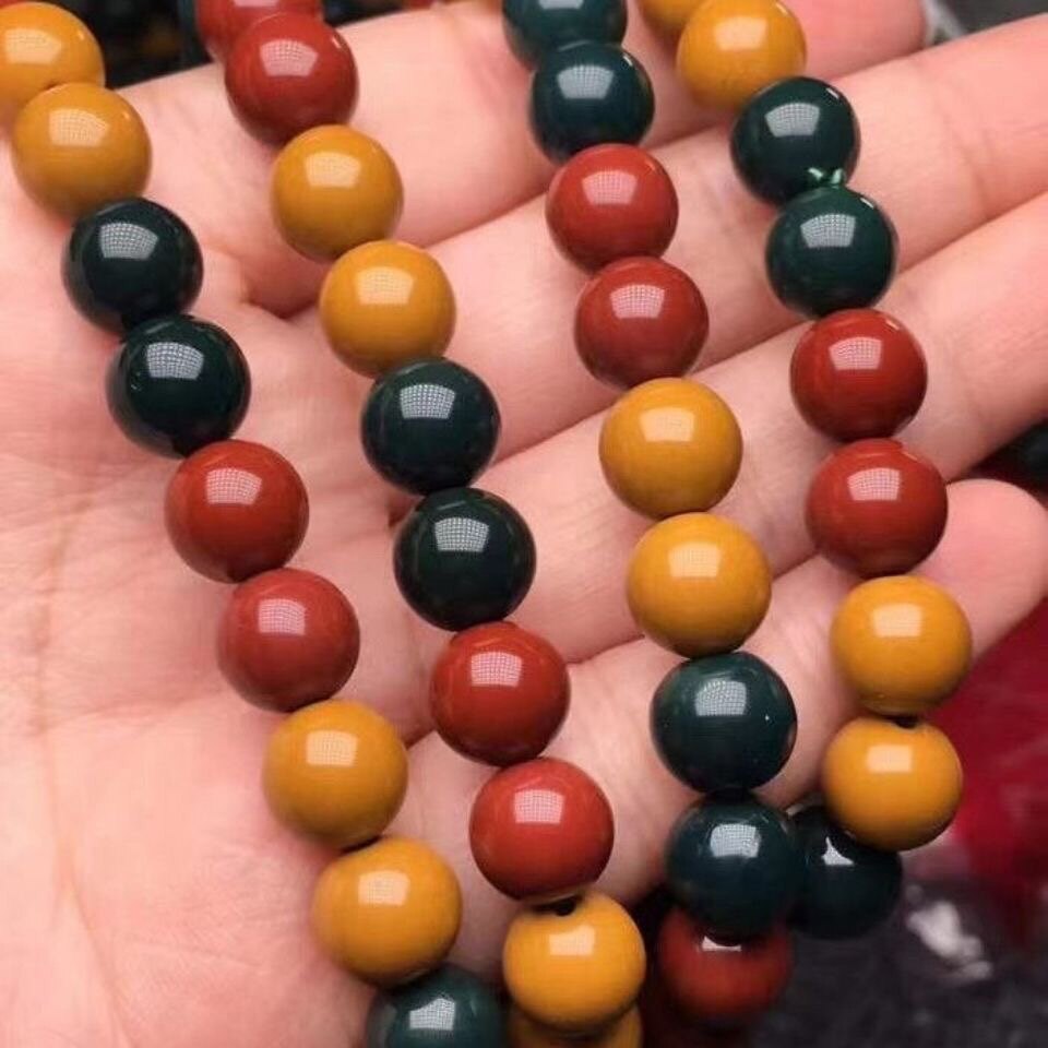 天然精品阿拉善圆珠珠珠红绿灯佛珠男女时尚配饰手链