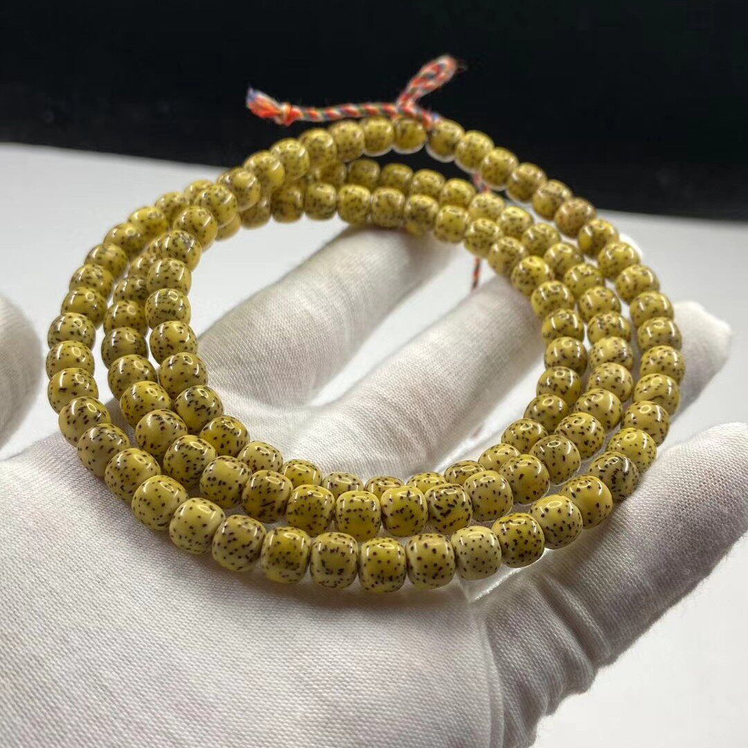 正宗海南星月菩提108颗留白6x7正月桶珠鸡油佛珠