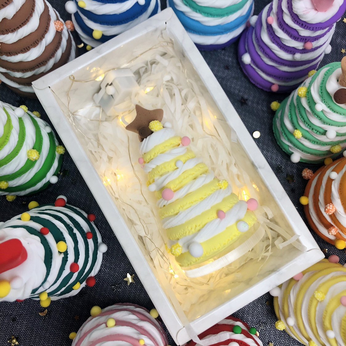 手工粘土圣诞成品圣诞节礼物包装包装盒盒带灯可软陶泥