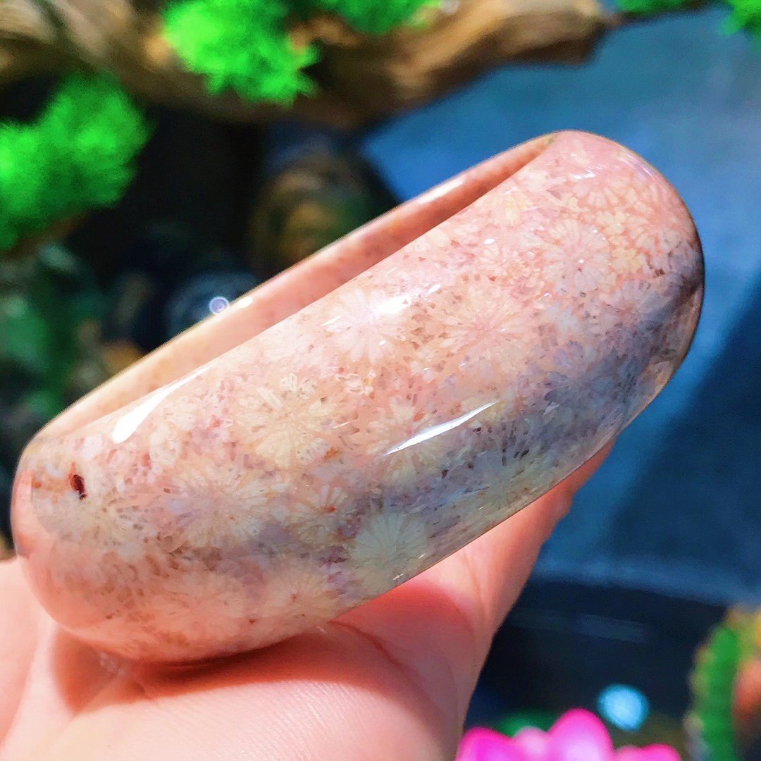 一博珊福精品天然珊瑚粉红老料大花手镯手镯