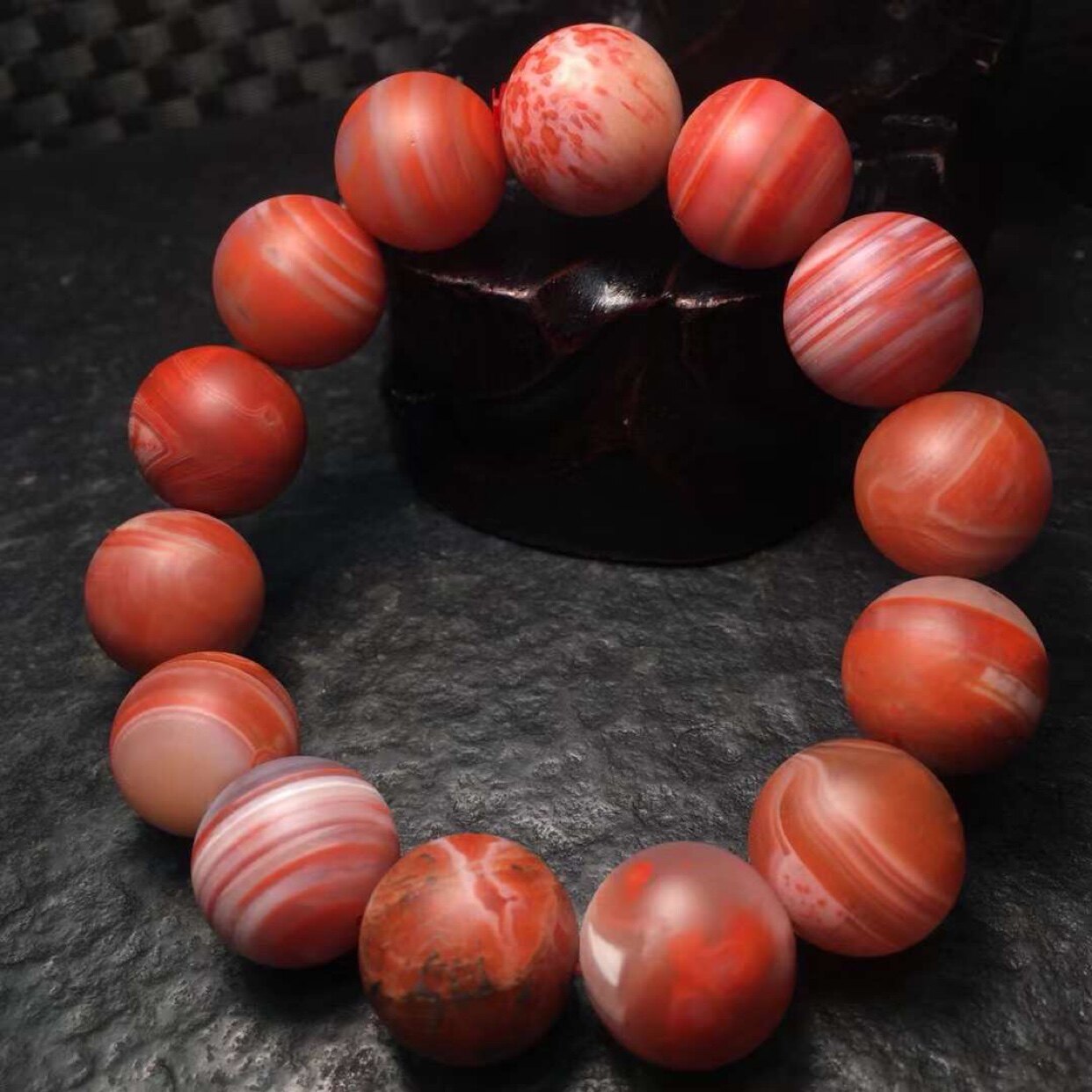 南红特色女款男女手链佛珠包浆腰缠万贯尺寸玛瑙手链