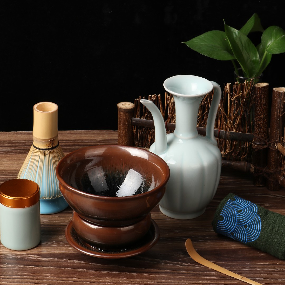 宋代点茶礼盒套装手提蓝套装点茶茶具仿宋点茶套装点茶茶具