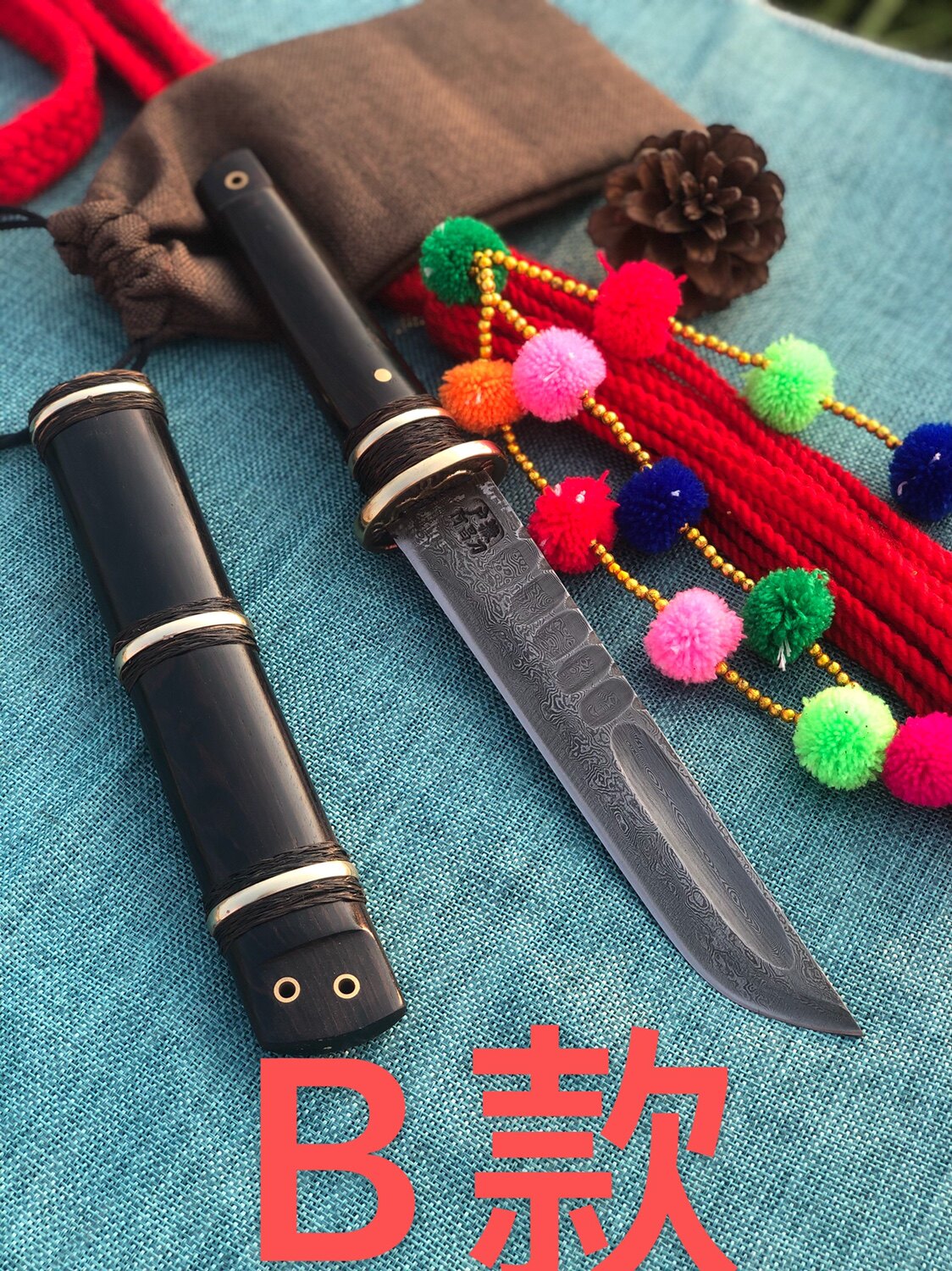 户撒小刀手工锻打花纹钢高硬度随身防身水果菜刀
