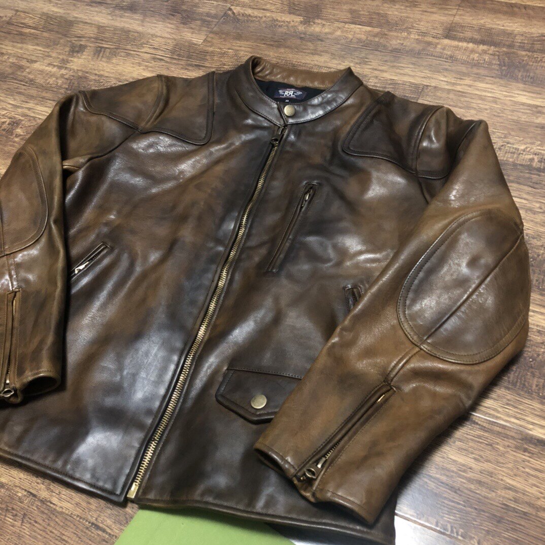 rrl风火火烧毒液皮衣美式复古重度擦色手工皮衣