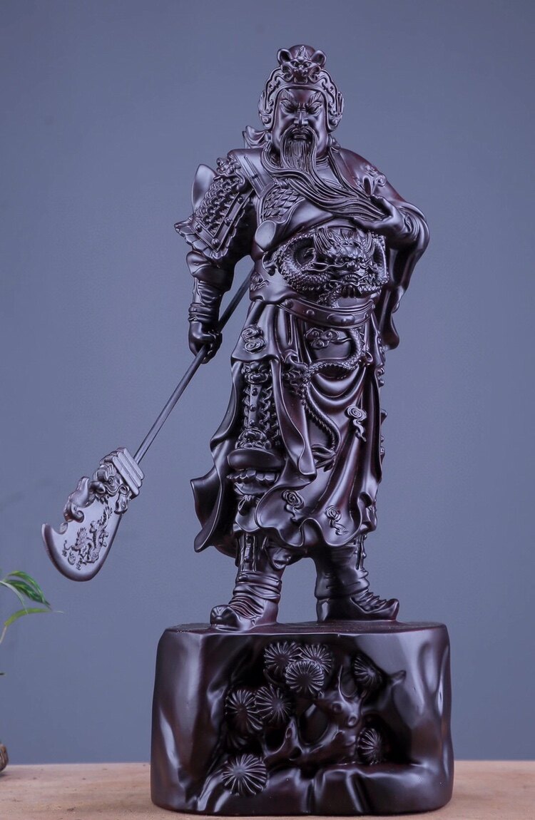 摆件非洲檀木木雕横刀关公武财神关羽客厅装饰品木雕