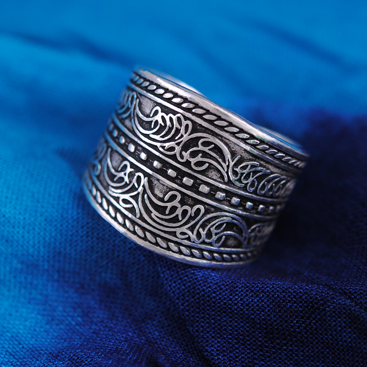 卷草花丝纯银戒指饰品指环足银手饰古法复古戒指