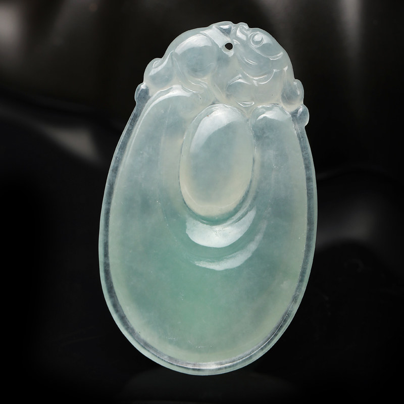 吊坠七彩云南翡翠如意男女女款飘花冰种糯种玉石颈饰