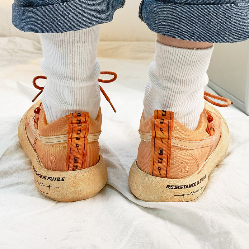 回力ow联名樱花小脏橘橙色帆布鞋女鞋无效电阻脏脏鞋板鞋小众原创