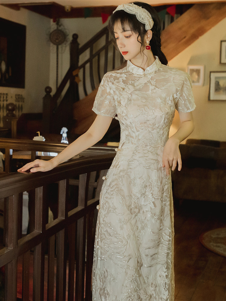 中国风少女年轻款复古法式窈窕淑女爱旗袍改良版连衣裙夏长款气质