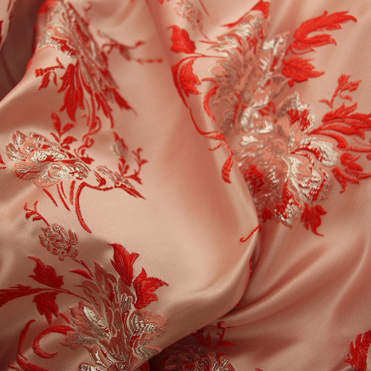 繁花似锦高档织锦缎提花面料国风金丝儿童连衣裙时装面料