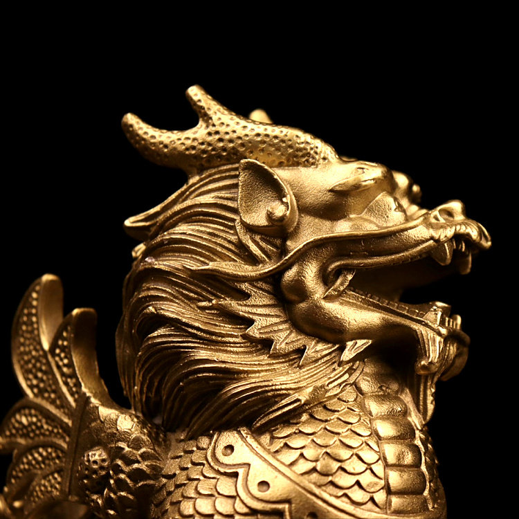 麒麟新款黄铜一对踩球送书翅膀瑞兽镇桌面摆件摆件