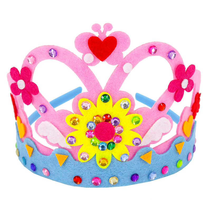 儿童生日贴画粘贴创意皇冠织布女孩diy幼儿园手工创意粘贴类