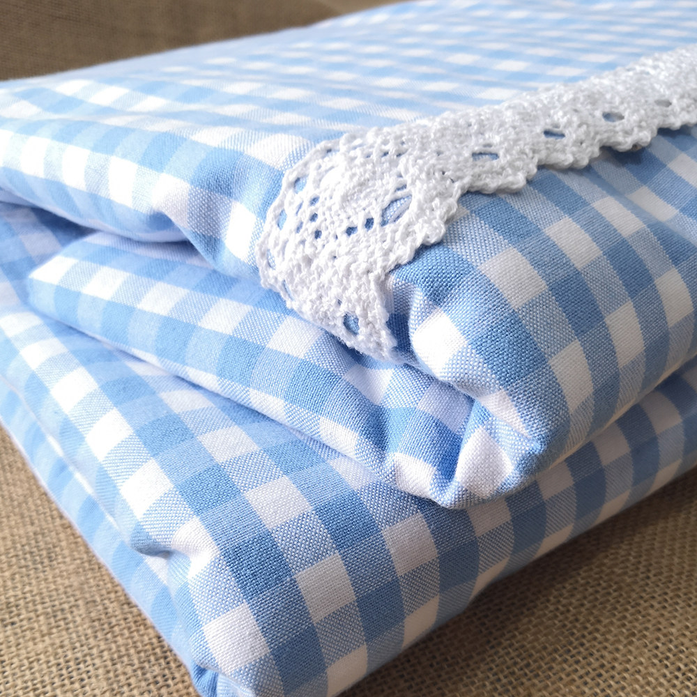 床单100纯棉精纺老粗粗布花边单单双人格子床单