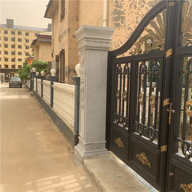 欧式石雕大门庭院柱子门口围栏芝麻欧式美圆雕石雕