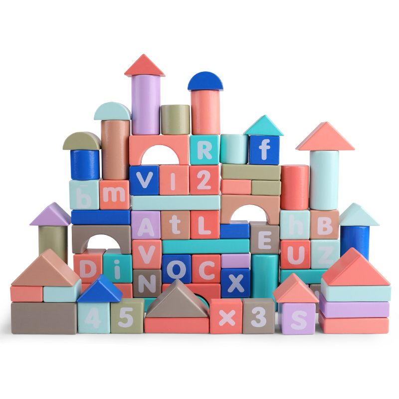 儿童益智拼装木头质积木玩具1-3周岁男孩女孩环保木制3-6岁大积木