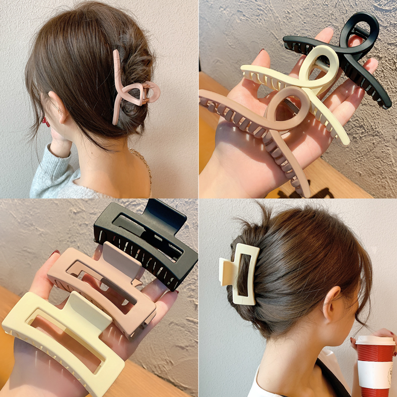 韩国大号磨砂鲨鱼八字洗澡抓夹头发夹子优雅发饰
