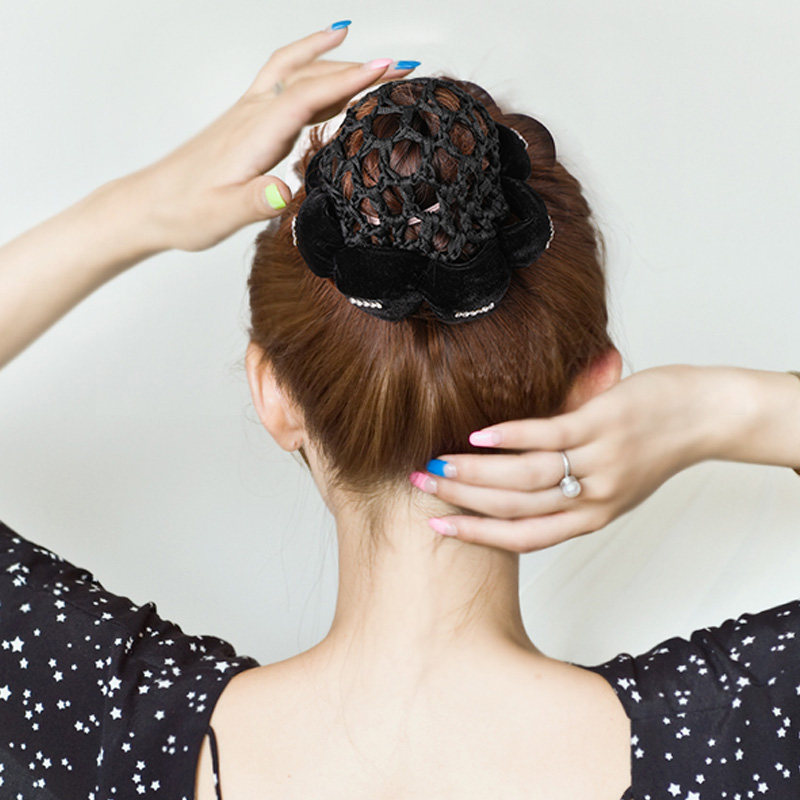 发网女网兜广场舞蹈盘发器头饰盘发神器丸子头拉丁舞发饰职业发套