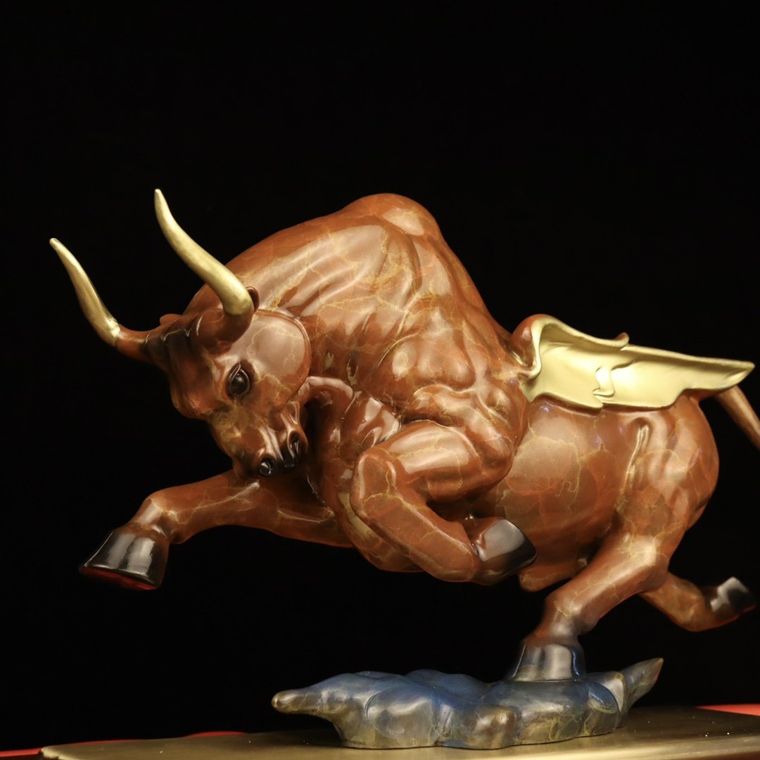 铜牛牛气冲天飞牛摆件生肖招财客厅办公室装饰品摆件