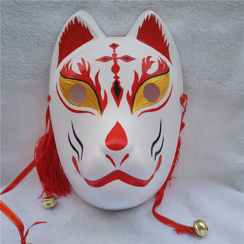 手绘日式和风猫咪老师夏目友人帐狐狸塑料全脸面具cosplay包邮
