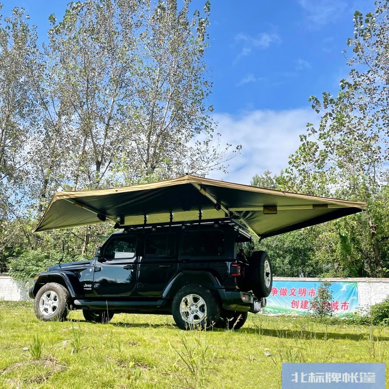 汽车户外五角270°度遮阳蓬顶侧载边布房子后尾天幕布围扇形帐篷